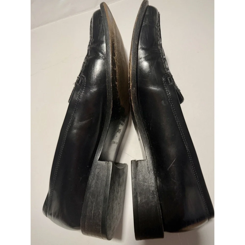 PRADA Square-Toe Loafer Casual Pumps Block Heel Black Size 6.5 - Picture 5 of 7